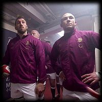 Chris Robshaw Mike Brown tunnel Wales England RBS Six Nations 2015